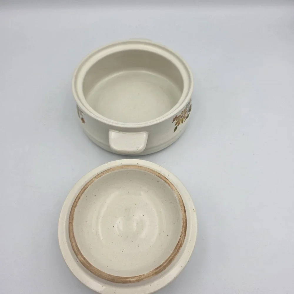 Vtg‎ Capri Flowers Bake Serve 'n Store Stoneware Single Casserole Dish With Lid